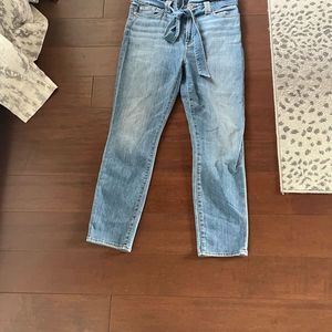 Seven For All Mankind Paperbag Waist Belted Tapered Blue Jeans Size 30